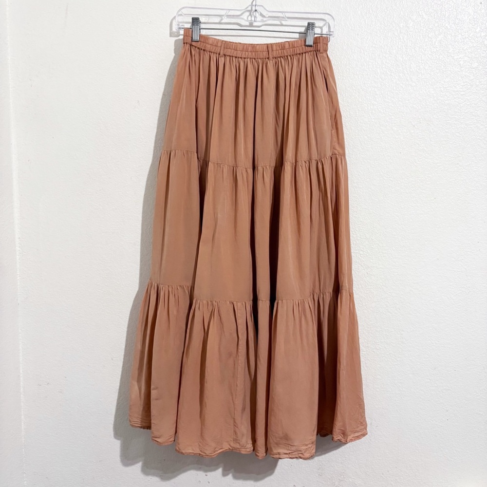 Mille Paola‎ Tiered Midi Skirt in Suntan